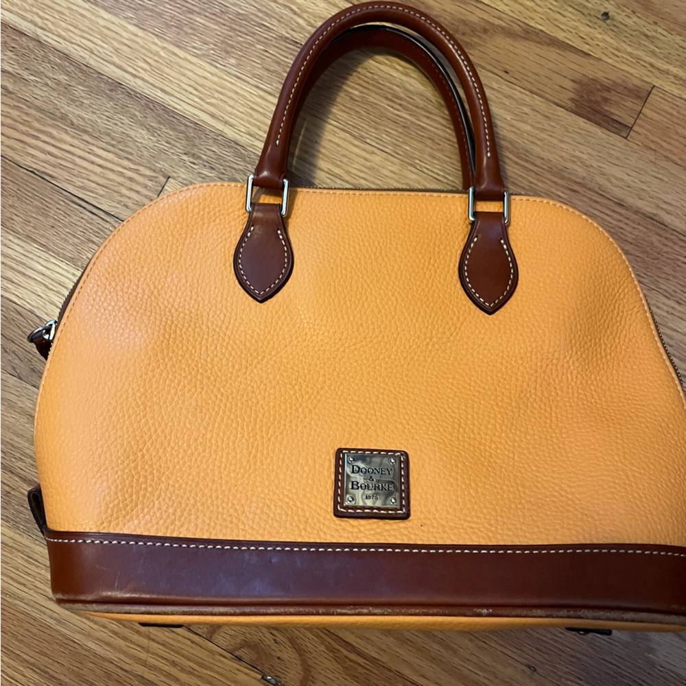 Dooney & Bourke Orange and Brown Satchel with Elegant Leather Design